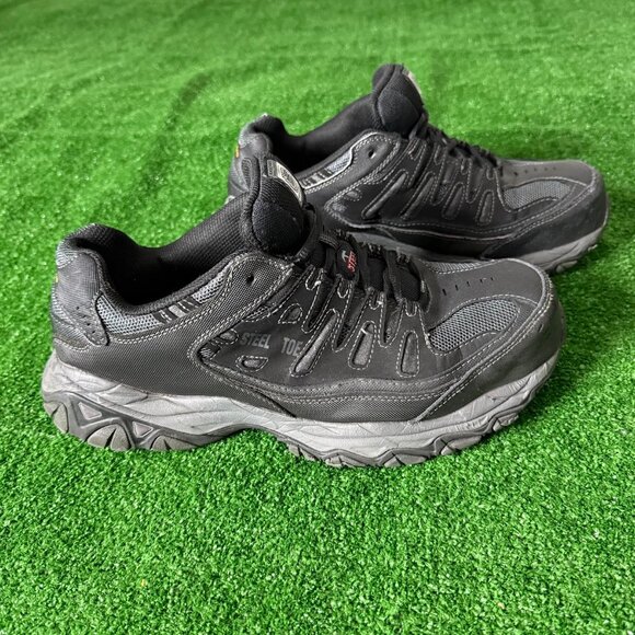 Skechers Cankton Men's Memory Foam Round Steel Toe Work Leather Shoes Size 10.5 - Picture 5 of 12